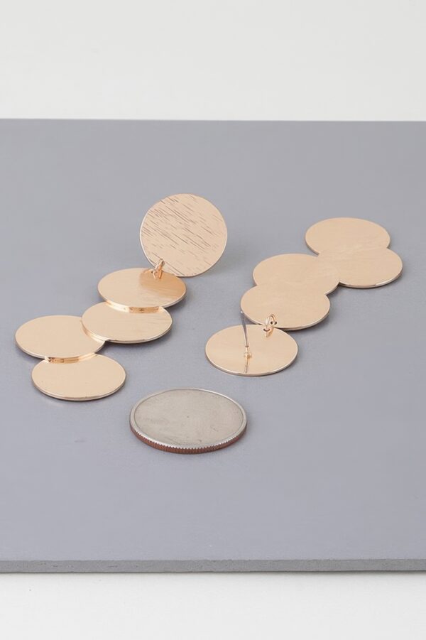 Hammered Disk Drop Earrings – Stacked Circle Design