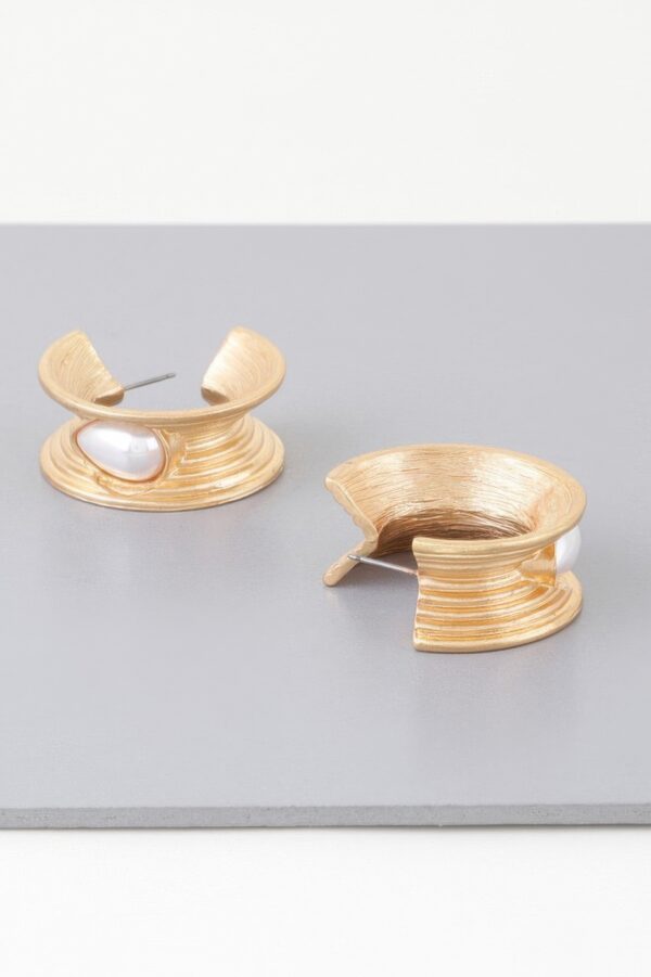 Flared Pearl Teardrop Hoop Earrings – Faux Pearl Accent