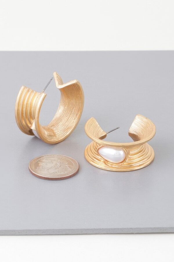 Flared Pearl Teardrop Hoop Earrings – Faux Pearl Accent