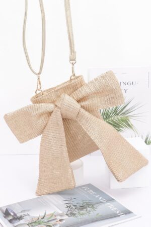 Bow Bliss Structured Faux Leather Clutch