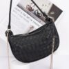 Faux Leather Braided Double Hobo Bag with Chain Accent