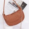 Faux Leather Braided Double Hobo Bag with Chain Accent