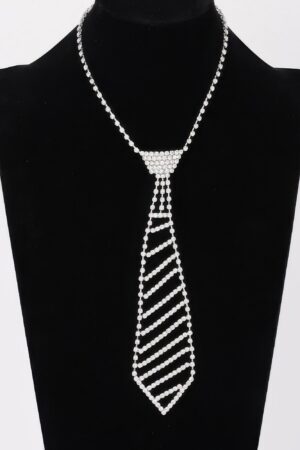 Rhinestone Necktie Necklace – Sparkling Tie Pendant