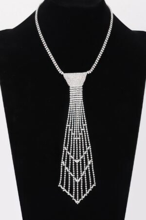Rhinestone Necktie Necklace – Tie-Inspired Pendant
