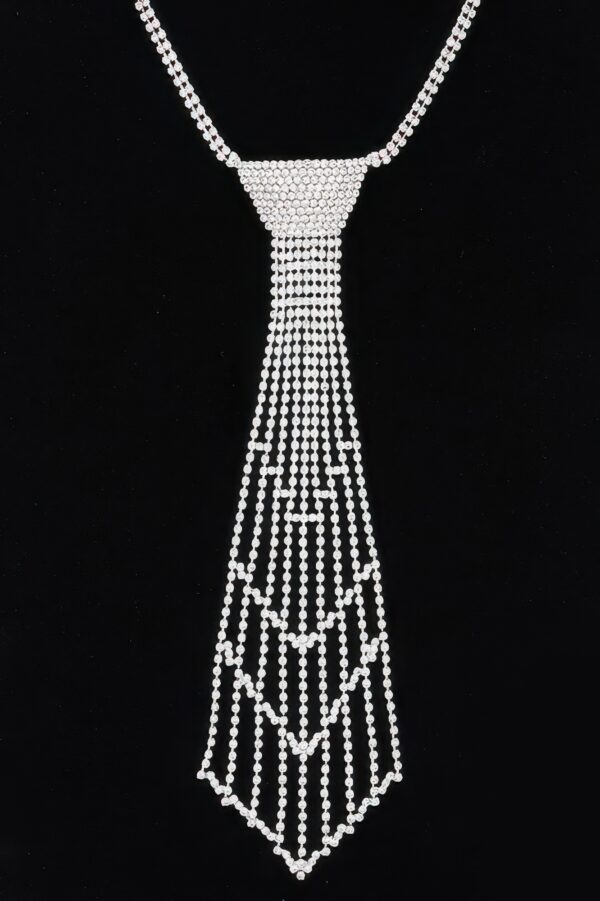 Rhinestone Necktie Necklace – Tie-Inspired Pendant