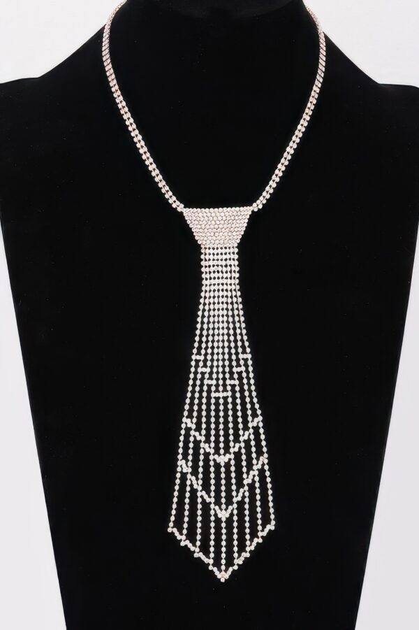 Rhinestone Necktie Necklace – Tie-Inspired Pendant