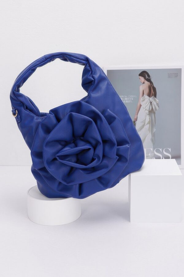 Faux Leather Top-Handle Bag with Floral Handle