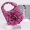 Faux Leather Top-Handle Bag with Floral Handle