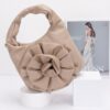 Faux Leather Top-Handle Bag with Floral Handle