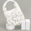 Faux Leather Top-Handle Bag with Floral Handle