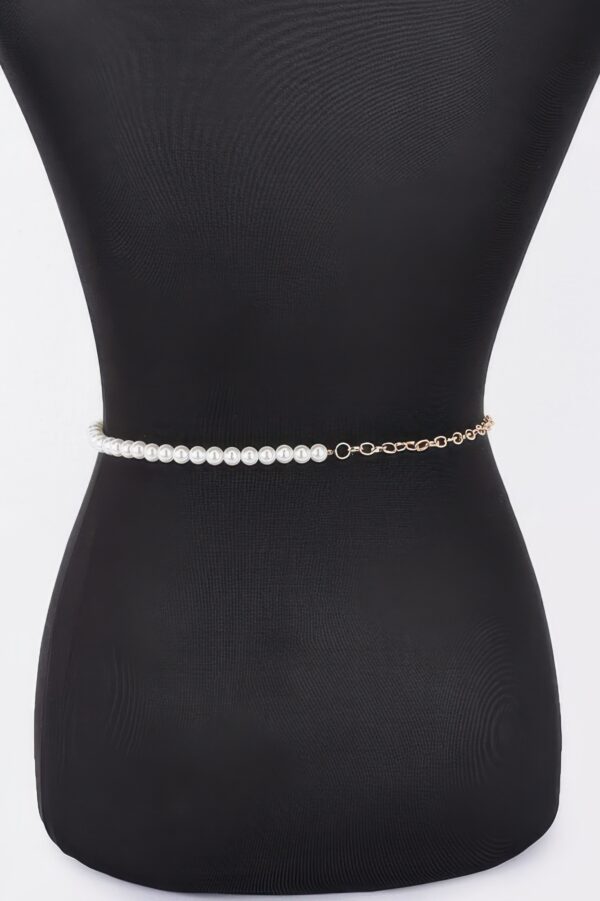 Faux Pearl Flower Ribbon Belt – Layered Floral Accent