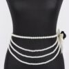 Faux Pearl Flower Ribbon Belt – Layered Floral Accent
