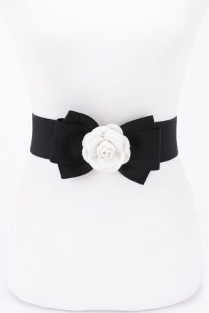 Flower Bow Wide Elastic Belt