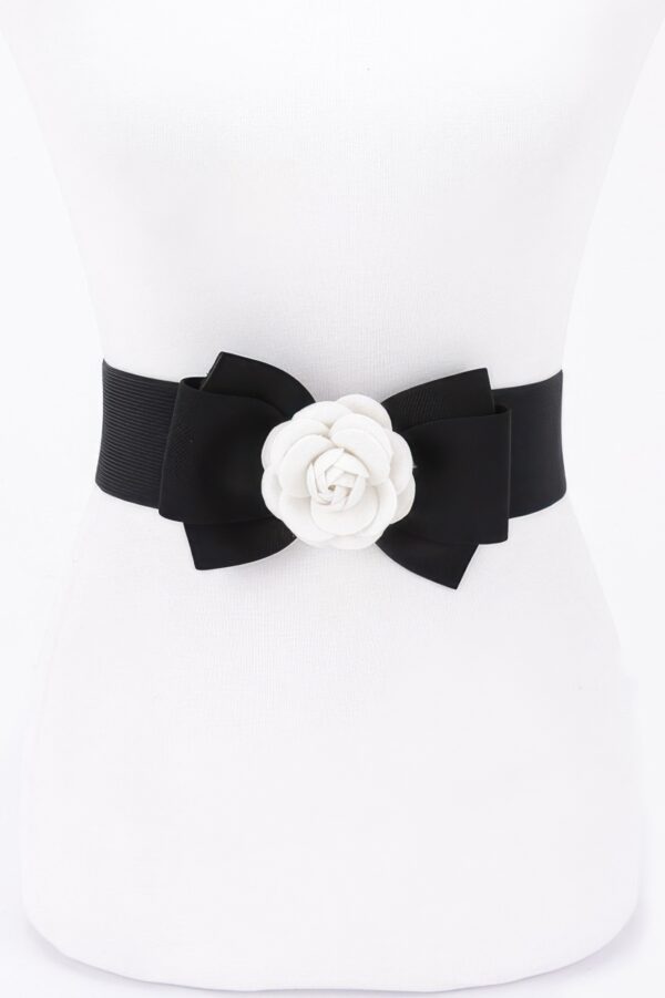 Flower Bow Wide Elastic Belt
