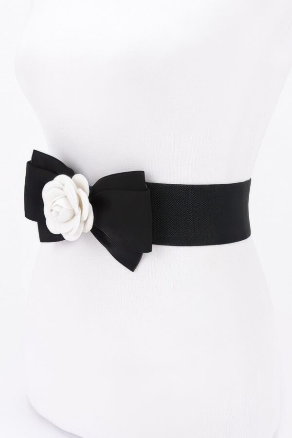 Flower Bow Wide Elastic Belt