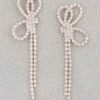 Lightweight Rhinestone Bow Ribbon Drop Earrings