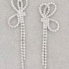 Lightweight Rhinestone Bow Ribbon Drop Earrings