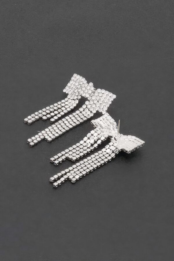 Rhinestone Ribbon Bow Drop Earrings – Sparkling Accent
