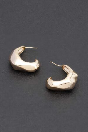 Curved Vintage Metal Hoop Earrings