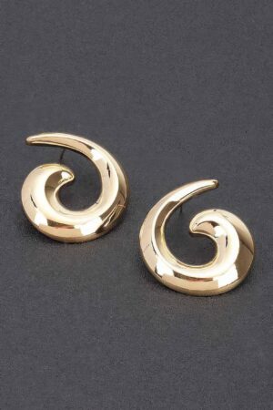 Spiral Metal Vintage Stud Earrings – Sculptural Antique Look