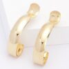 Elongated Polished Metal Hoop Earrings