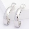 Elongated Polished Metal Hoop Earrings