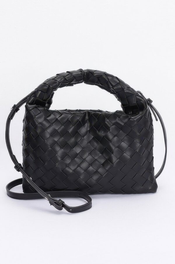 Woven Faux Leather Clutch with Detachable Strap