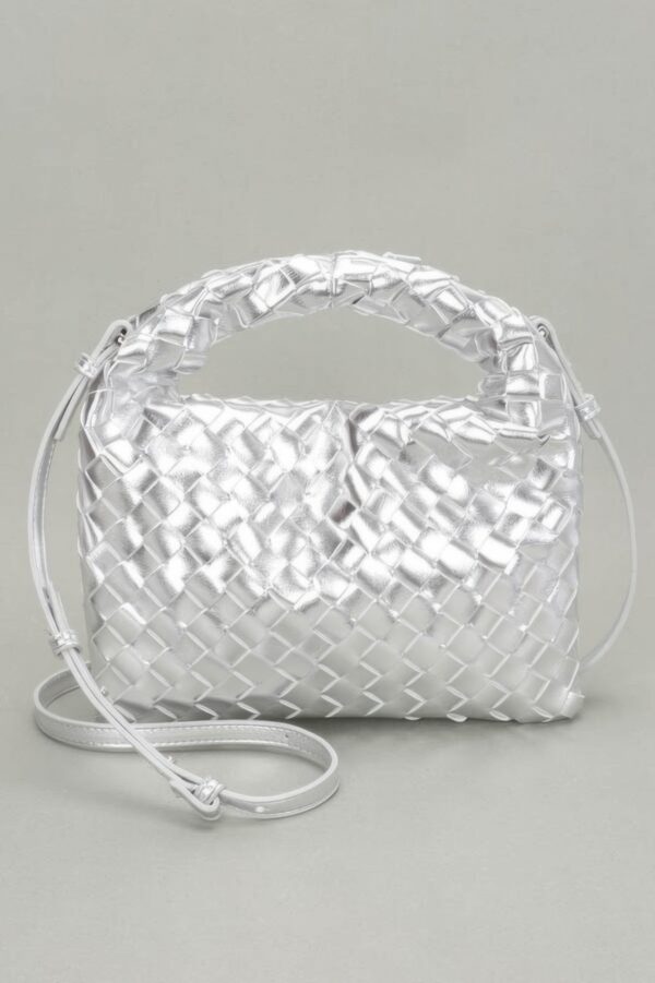 Woven Faux Leather Clutch with Detachable Strap