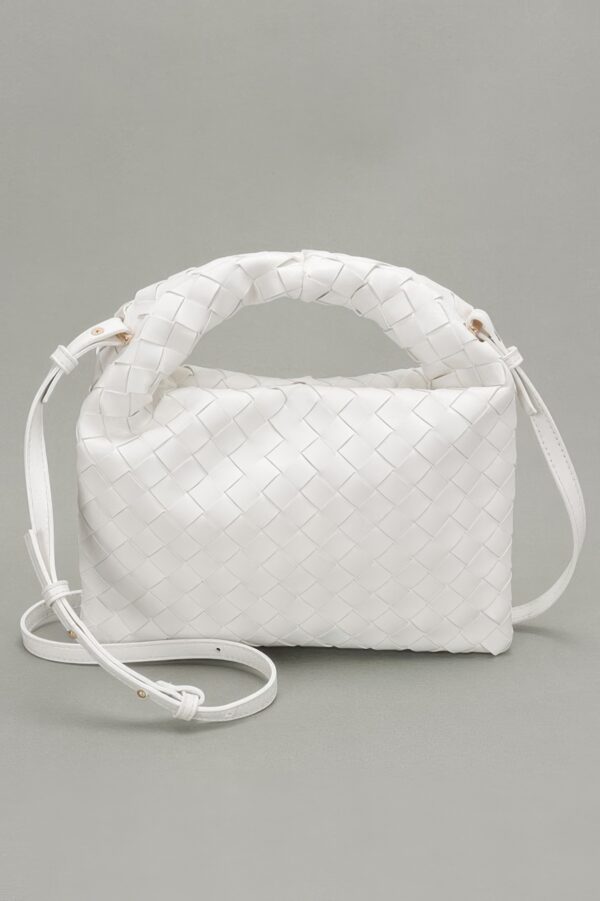 Woven Faux Leather Clutch with Detachable Strap