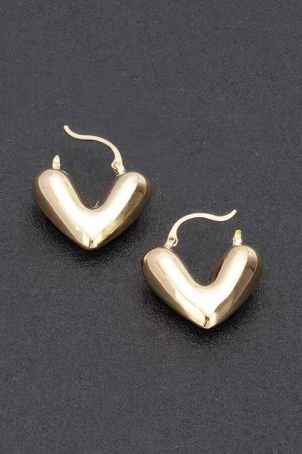 Polished Metal Heart Stud Earrings – 1″