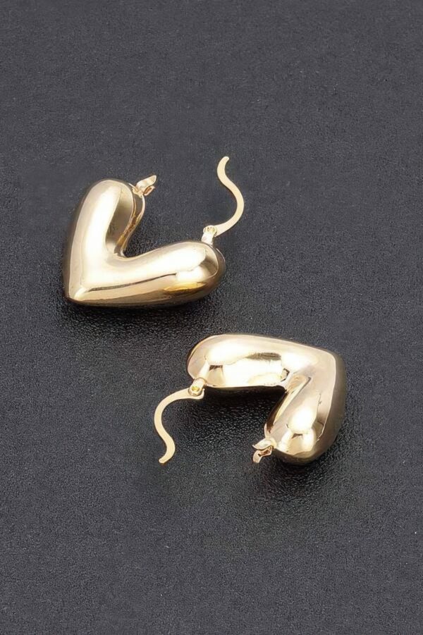 Polished Metal Heart Stud Earrings – 1″