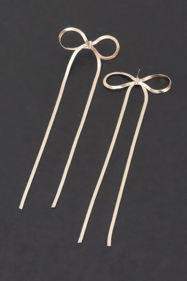 Snake Chain Ribbon Drop Earrings – Gold-Plated