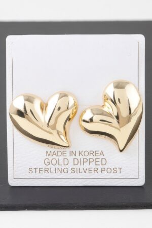 Shiny Twin Hearts Polished Stud Earrings