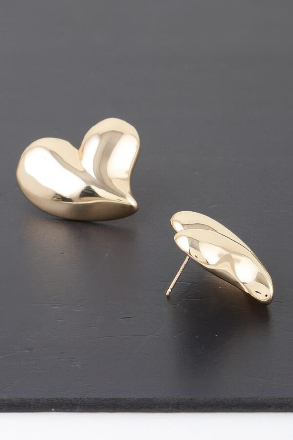 Shiny Twin Hearts Polished Stud Earrings