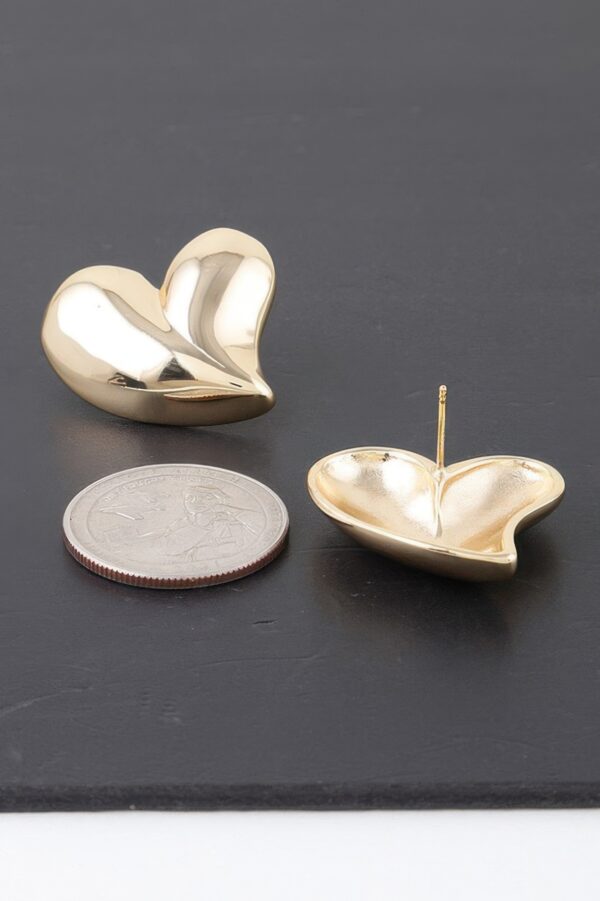 Shiny Twin Hearts Polished Stud Earrings