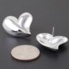Shiny Twin Hearts Polished Stud Earrings