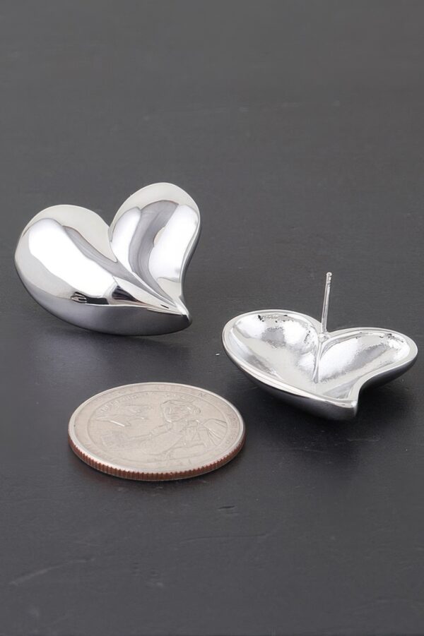 Shiny Twin Hearts Polished Stud Earrings