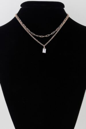Double Cubic Crystal Chain Necklace – Layered Sparkle