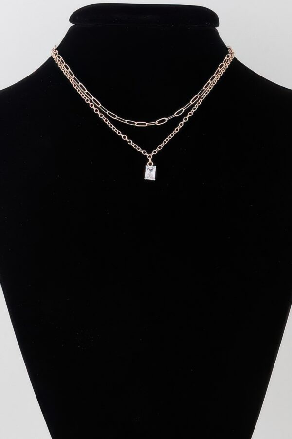 Double Cubic Crystal Chain Necklace – Layered Sparkle