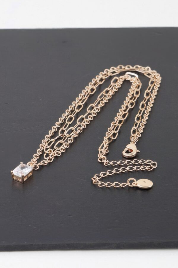Double Cubic Crystal Chain Necklace – Layered Sparkle