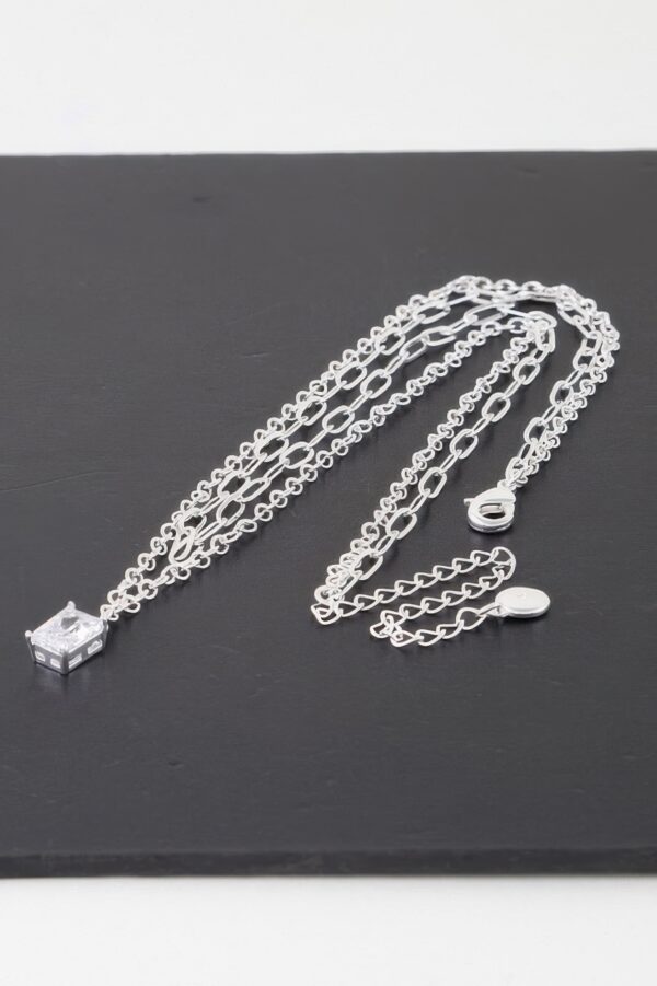 Double Cubic Crystal Chain Necklace – Layered Sparkle