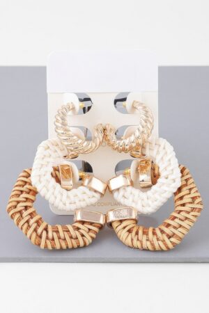 Geometric Weaved Hoop Earrings Set – Polished