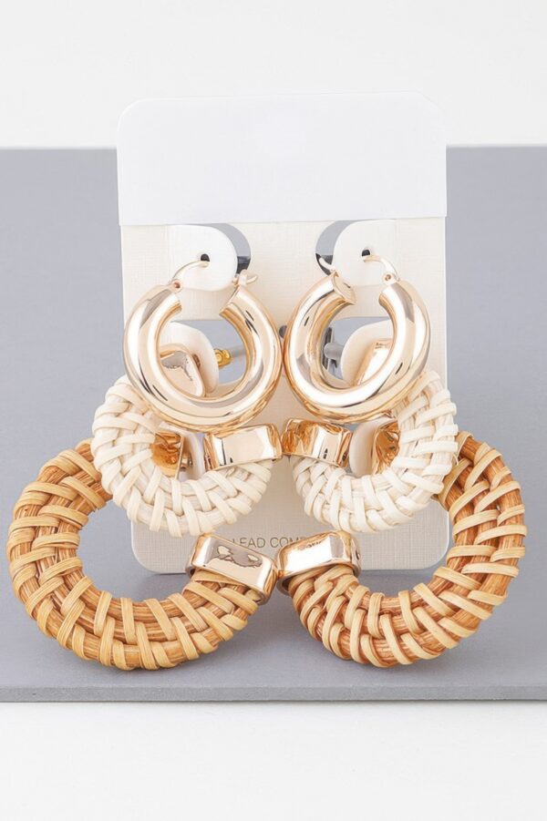 Triple Weave Hoop Earring Set – Mixed Braided Hoops