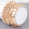 Multi-Bead & Chain Stretch Bracelet – Layered Metallic