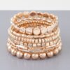 Multi-Bead & Chain Stretch Bracelet – Layered Metallic