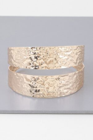 Hammered Double Wrap Cuff Bracelet – Sculptural Design