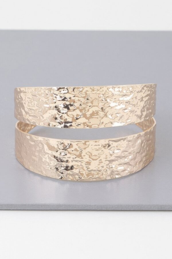 Hammered Double Wrap Cuff Bracelet – Sculptural Design
