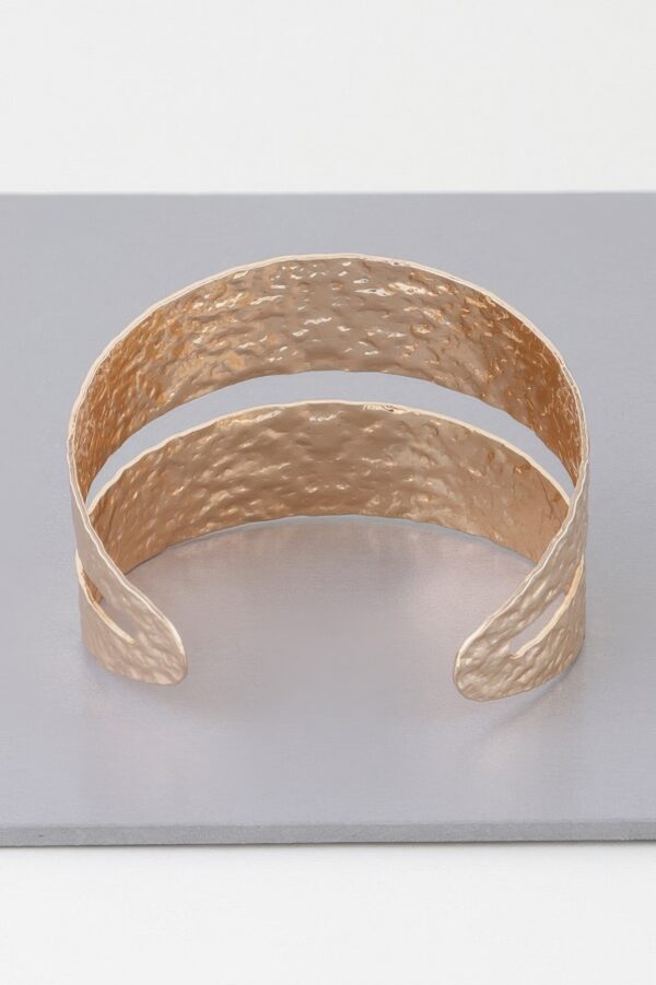 Hammered Double Wrap Cuff Bracelet – Sculptural Design