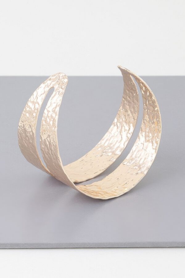 Hammered Double Wrap Cuff Bracelet – Sculptural Design