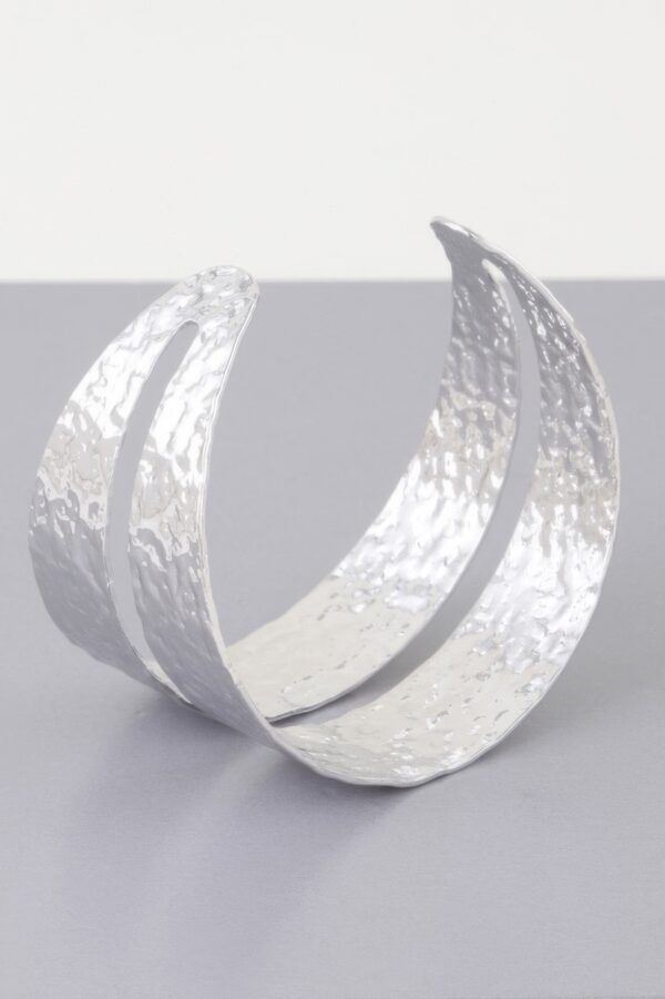 Hammered Double Wrap Cuff Bracelet – Sculptural Design